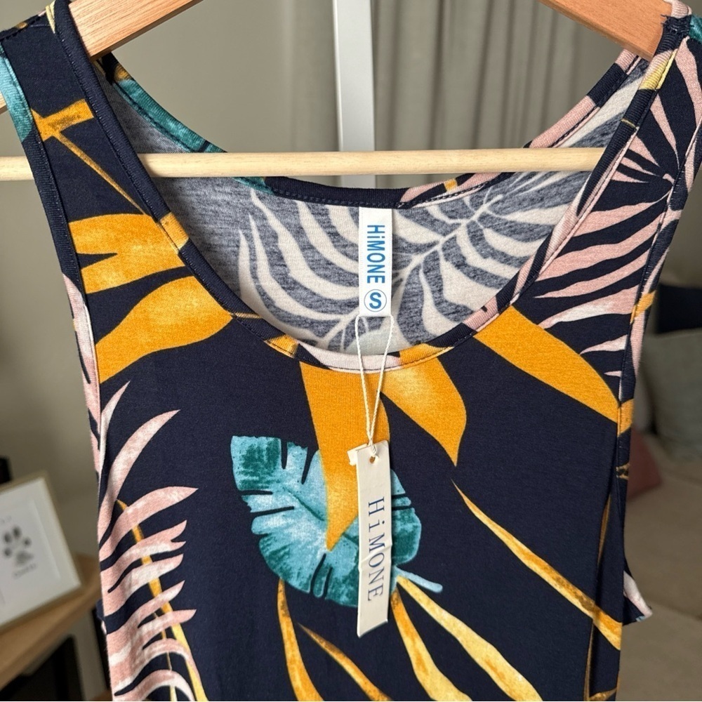 HiMONE Women’s Blue Tropical Tank Dress Size S NWT - Picture 5 of 8